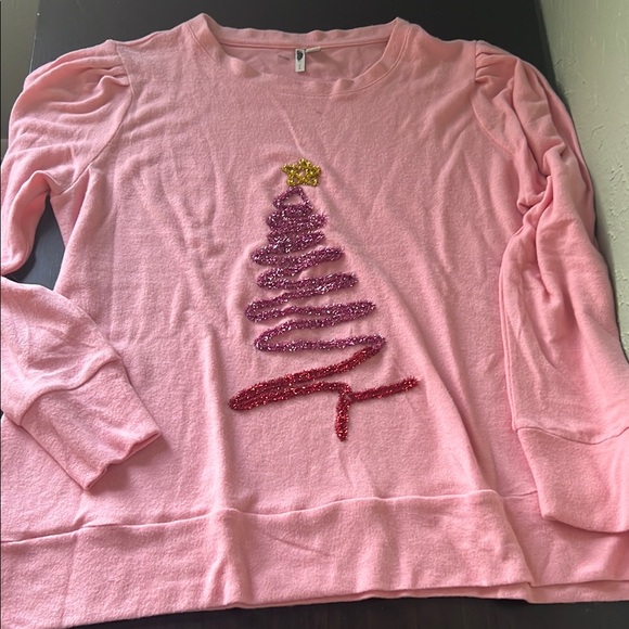 Cato Tops - Cato new Pink Long Sleeve Top with Glitter Christmas Tree Design size 18/20W